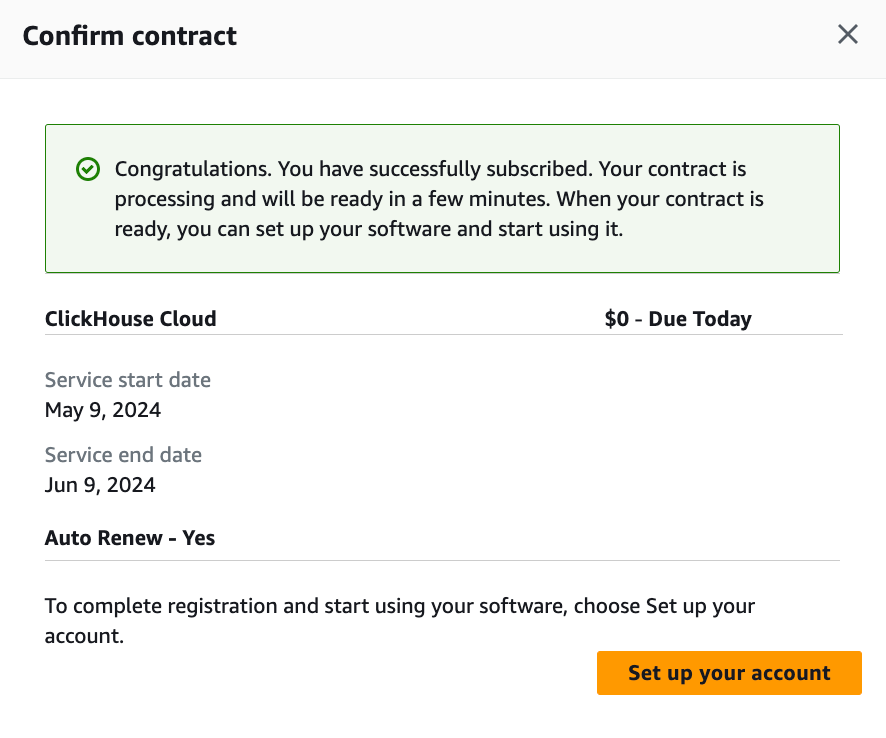 Подтверждение оплаты на AWS Marketplace