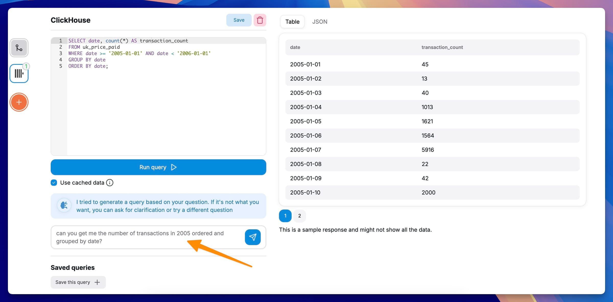 AI SQL ассистент ClickHouse в Chartbrew