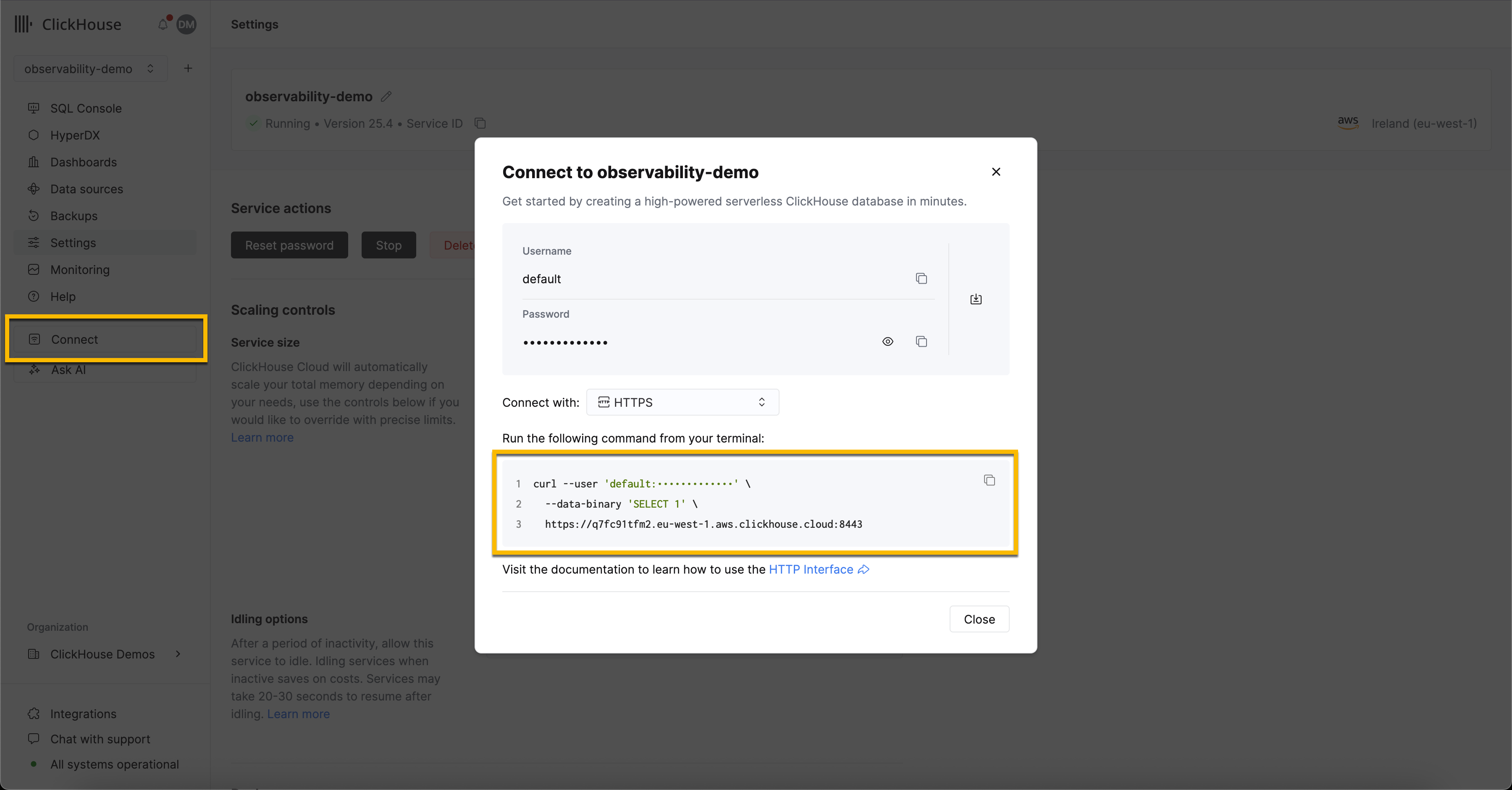 Подключение ClickHouse Cloud