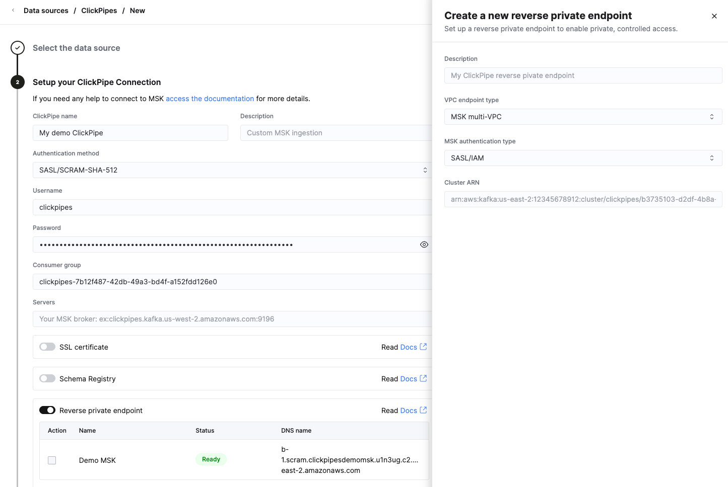 Выбор обратной частной конечной точки