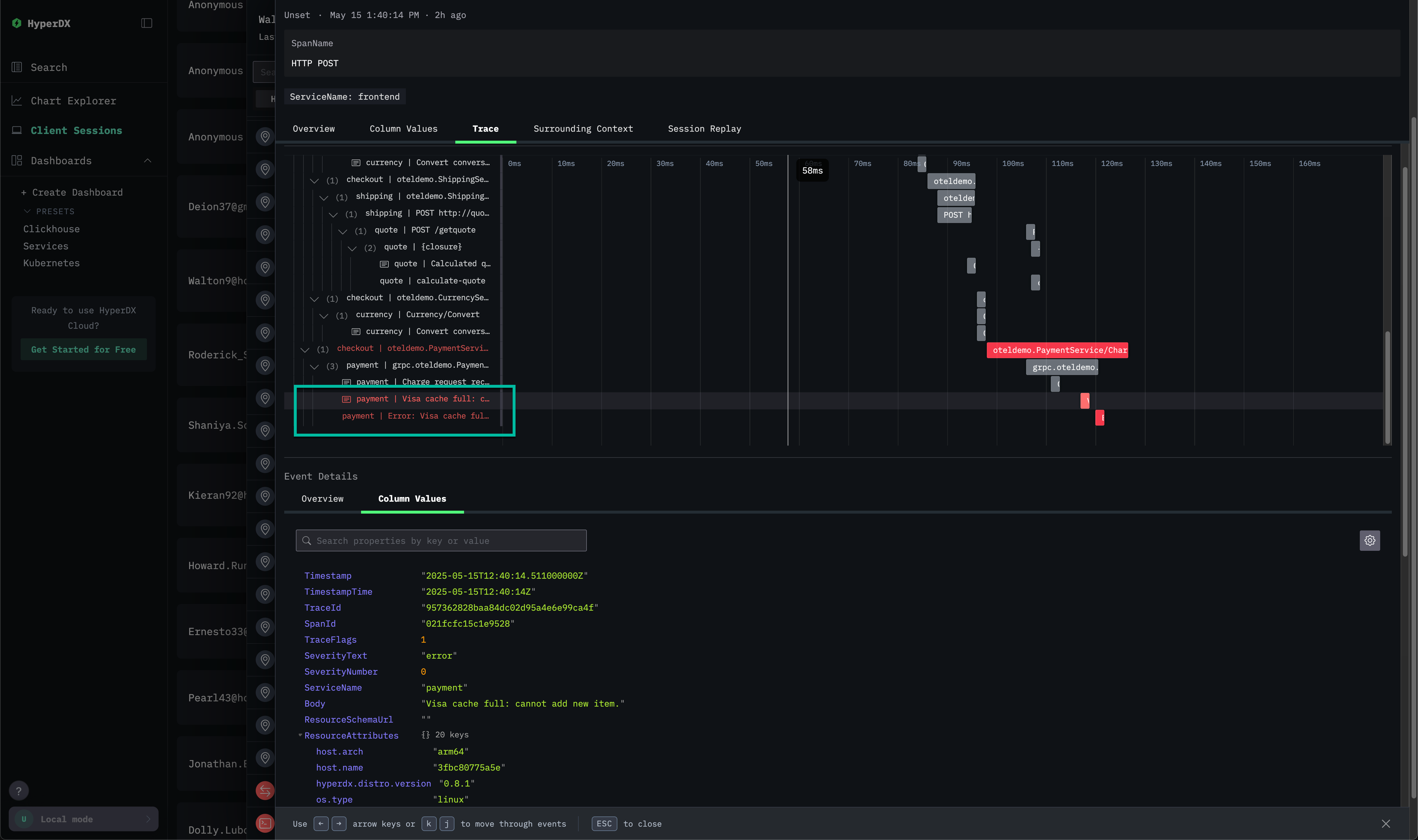 Сопоставленный лог