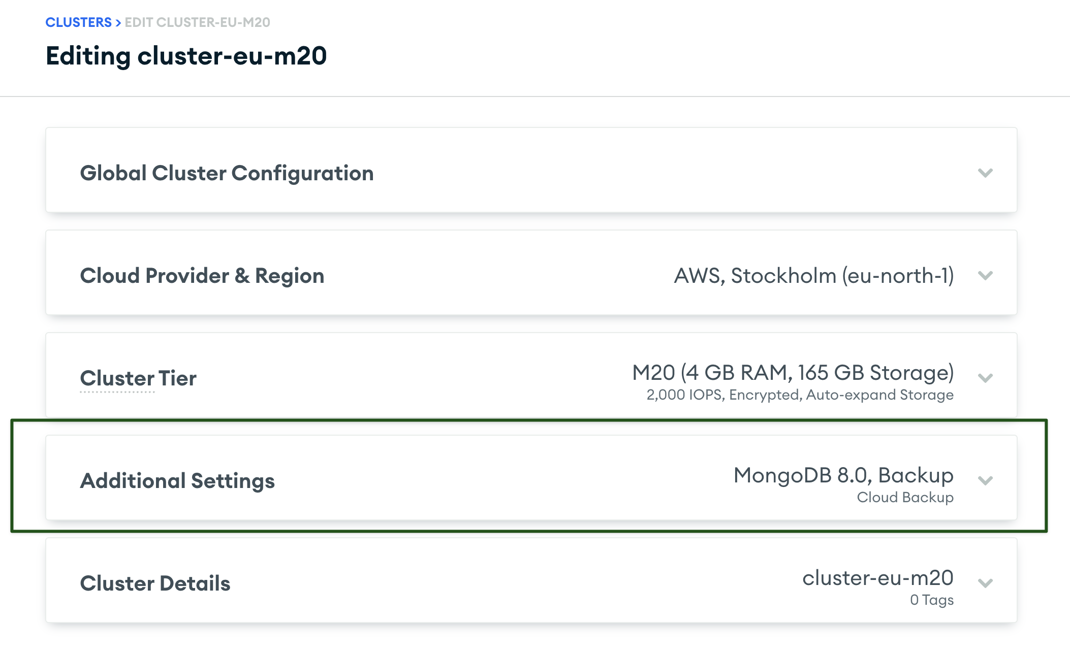 Расширьте дополнительные настройки